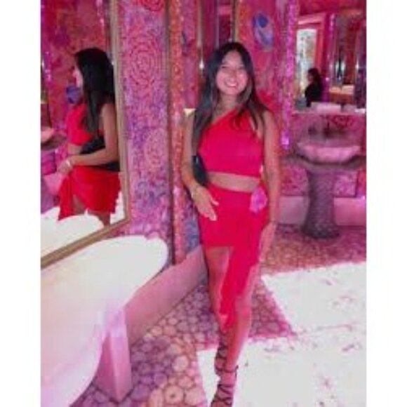 Lovers and Friends Cordelia Mini Skirt in Red & Pink Small New Womens Flower - Picture 11 of 12